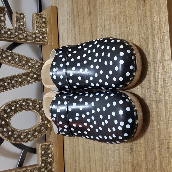 VERKA Women's Wooden Black Pokadots Clogs from Sweden - LEDIG Sz 8-8.5 - Picture 6 of 14